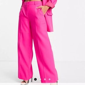 Asos design petite extreme man suit mansy pants in fluro pink